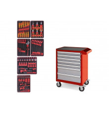 Набор инструментов KING TONY "HIGH VOLTAGE" в красной тележке, 117 предметов 934-117AMRE