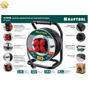 KRAFTOOL  K-325, КГ 3х2.5 30м 4000Вт IP44, Силовой удлинитель на стальной катушке (55086-30)