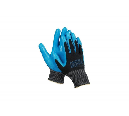 Полиэфирные перчатки NORDBERG 15 класс, черная основа/синее покрытие NPG1508BB