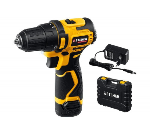 Бесщеточная дрель-шуруповерт STEHER 12 В, 40 Нм, 1 АКБ х 2 Ач, кейс CDB-120-1