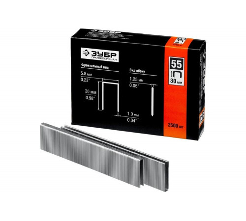 ЗУБР скобы тип 55, 30 мм, скобы особотвердые 31855-30 ПРОФЕССИОНАЛ