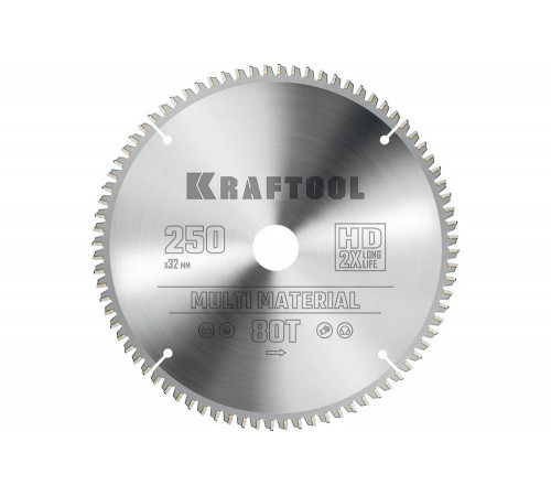 Диск пильный по алюминию Multi material 250x32 мм, 80Т KRAFTOOL 36953-250-32