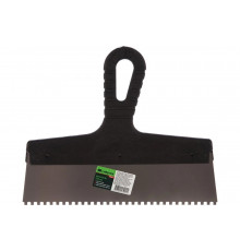 Шпатель из нержавеющей стали, 250 мм, зуб 4x4 мм, пластмассовая ручка СИБРТЕХ 85457