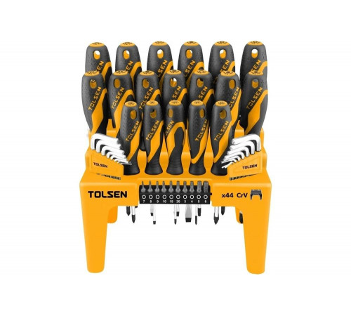 Набор отверток, вставок (бит) и шестигранников TOLSEN GRIPro на подставке, 44 предмета TT20184
