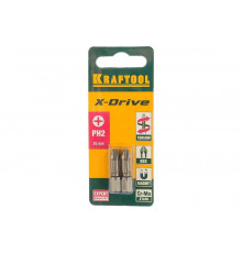 Торсионные кованые биты KRAFTOOL X-Drive PH2 25 мм 2 шт. 26121-2-25-2