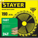 STAYER FAST 190 x 30/20мм 24Т, диск пильный по дереву, быстрый рез