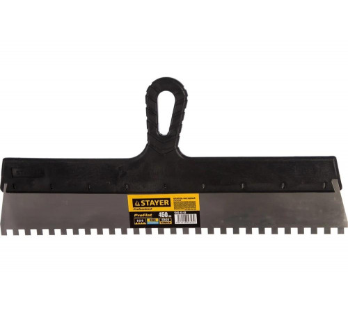 STAYER 450 мм, нержавеющая полотно, пластмассовая рукоятка, шпатель зубчатый 1009-45-08