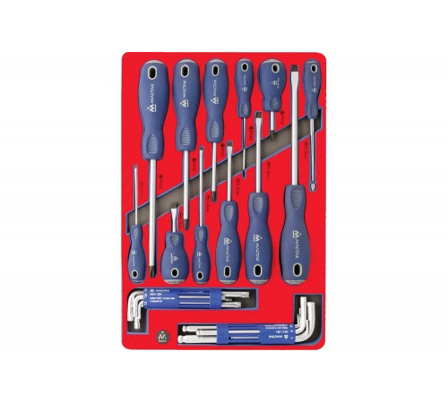 Набор отверток, шестигранников и Torx, ложемент, 28 предметов МАСТАК 5-40627