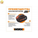 Аккумуляторная воздуходувка бесщеточная WORX WG572Е, 4Ач х1, BASECAMP 4x1, коробка WG572E