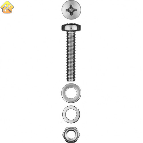 ЗУБР M5 x 30 мм, 12 шт., винт (DIN7985), гайка (DIN934), шайба (DIN125), шайба (DIN127), комплект крепежа 303476-05-030