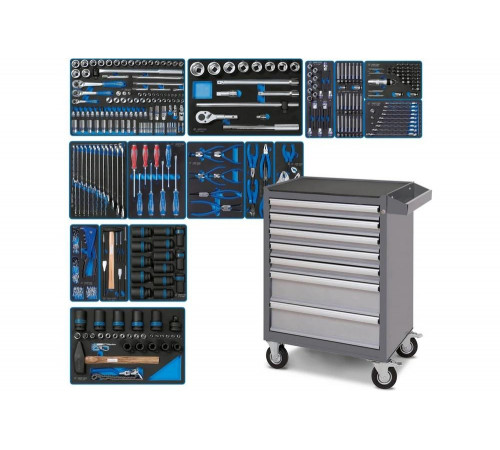 Набор инструментов "ACTION" в серой тележке, 327 предметов KING TONY 934-327AMG