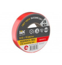 Изолента IEK Mixtape 7 0.15x19 мм, красная, 25 м EX-IZ10-C15-19-25-K04