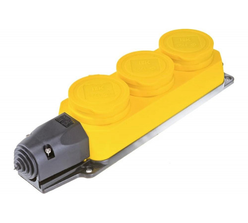 Трехместная розетка IEK РБ33-1-0м ОМЕГА, IP44, жёлтая PKR61-016-2-K05