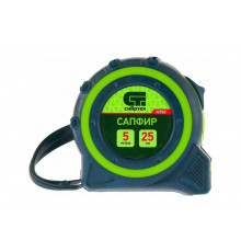 Рулетка, двухкомпонентный корпус, 5 м х 25 мм СИБРТЕХ Сапфир 32582
