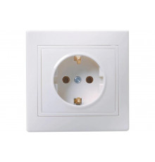 Розетка 1-местная IEK РС10-3-КБ с заземляющим контактом без защитной шторки 16А керамика КВАРТА ERK11-K01-16-K