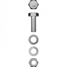 ЗУБР M6 x 16 мм, 12 шт., болт с шестигранной головкой в комплекте с гайкой, шайбой, шайбой пружинной 303436-06-016
