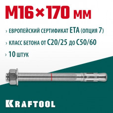 KRAFTOOL М16x170, ETA Опция 7, 10 шт., анкер клиновой 302184-16-170