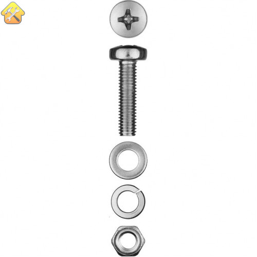 ЗУБР M5 x 20 мм, 16 шт., винт (DIN7985), гайка (DIN934), шайба (DIN125), шайба (DIN127), комплект крепежа 303476-05-020
