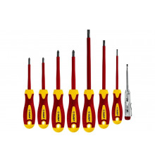 Набор диэлектрических отверток Зубр ПРОФЕССИОНАЛ 1000 В,SL 3, 5, 6 / PH 1, 2 / PZ 1, 2, тестер 100-250 В, в кейсе, 8 предметов 25268