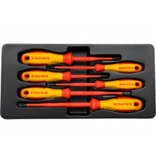 Набор тонких отверток KNIPEX VDE 1000В, 6 пр, SL3/4/5.5/6.5 шлиц, PH1/2 крест, KN-002012V02