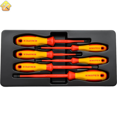 Набор тонких отверток KNIPEX VDE 1000В, 6 пр, SL3/4/5.5/6.5 шлиц, PH1/2 крест, KN-002012V02