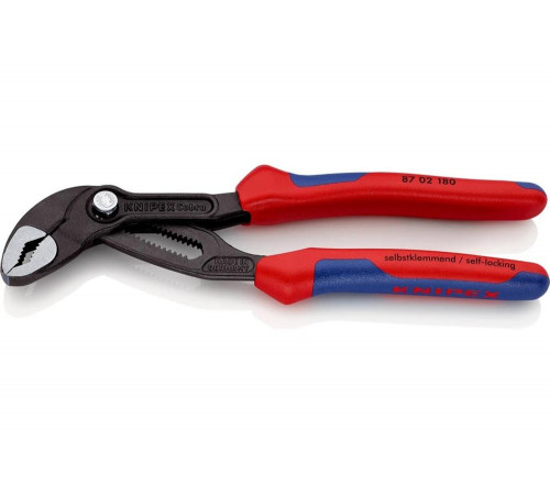 Переставные клещи Knipex Cobra, 42 мм (1 1/2"), 180 мм, серые, 2К ручки, KN-8702180SB