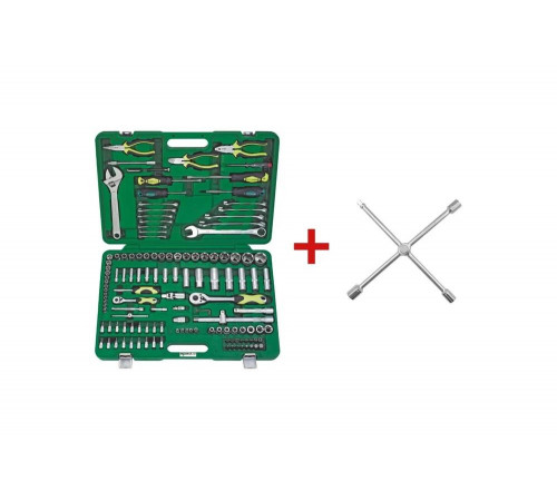 Набор инструмента 131 предмет + ключ баллонный КБК 1А крест Арсенал 8097430