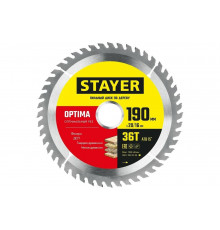 Пильный диск по дереву STAYER Optima 190x20/16 мм, 36Т, оптимальный рез 3681-190-20-36_z01