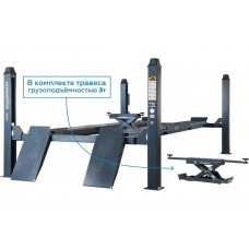 Подъемник 4-стоечный NORDBERG 5 т, c ручной траверсой 3 т N433, для сход-развала, пневмостопоры, 380 В, серый 4450J_AG(M)
