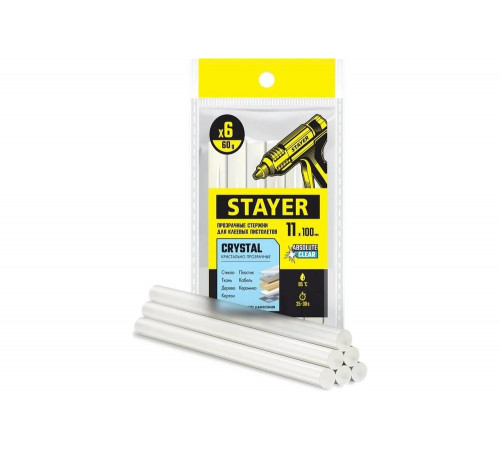 STAYER 6 шт, 11 х 100 мм, стержни клеевые для термоклеевых пистолетов 0682-H6