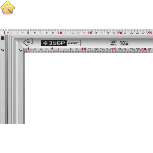 ЗУБР 250 мм, с усиленным алюминиевым полотном, жесткий столярный угольник 34392-25 ЭКСПЕРТ
