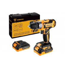 Аккумуляторная дрель-шуруповерт DEKO DKCD20FU-Li в кейсе + набор 63 инструмента для дома, 20В, 2х2.0Ач (2024) 063-4093