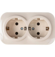 2-ая розетка IEK РС22-3-ХК с з/к о/у 16А GLORY кремовый ERH21-K33-16