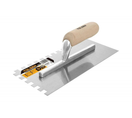 Гладилка TOLSEN с дер. руч. ПРОФИ 120x280мм зубчатая 10x10 41013