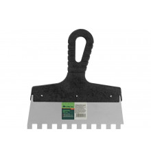 Шпатель из нержавеющей стали, 200 мм, зуб 10x10 мм, пластмассовая ручка СИБРТЕХ 85482