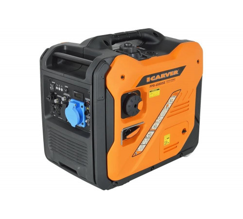 Генератор CARVER PPG -6500ISE +ATS инверторный (5/5,5кВт, 220/12В, 1+1 розетки,USB, дисплей,колеса) 01.020.00047