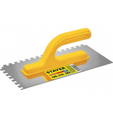 Штукатурная зубчатая нержавеющая гладилка с пластиковой ручкой Stayer Master 130x27 0мм, 8x8 мм 08012-08_z01