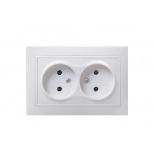 Розетка х2 IEK КВАРТА без заземления, в сборе, без шторки, белая ERK23-K01-10-DM