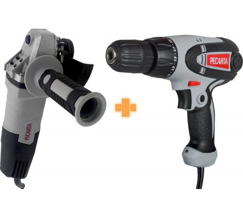 Набор инструментов Ресанта: сетевой шуруповерт СШ-550-1 + угловая шлифмашина УШМ-125/900 902/9