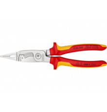 Электромонтажные клещи Knipex VDE, 6-в-1, 200 мм, диэлектрические, хром, 2К ручки, KN-1386200SB