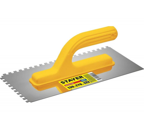 STAYER 130х270 мм, 6х6 мм, нержавеющая, пластмассовая рукоятка, гладилка штукатурная 08012-06_z01