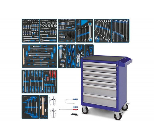 Набор инструментов "BOARD" в синей тележке, 325 предметов KING TONY 934-325AMB