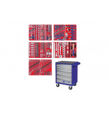 Набор инструментов ПРОФИ 299 предметов МАСТАК 52-06299B в синей тележке