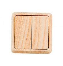 Двухклавишный выключатель IEK ВС20-2-0-ОС, 10А, открытой установки, ОКТАВА, сосна EVO20-K03-10-DC