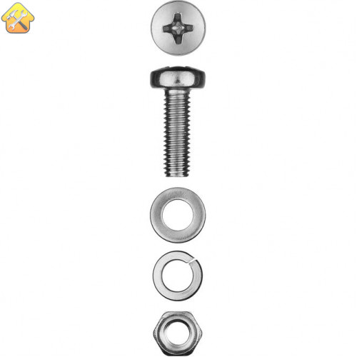 ЗУБР M5 x 16 мм, 18 шт., винт (DIN7985), гайка (DIN934), шайба (DIN125), шайба (DIN127), комплект крепежа 303476-05-016