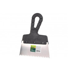 Шпатель из нержавеющей стали, 150 мм, зуб 4x4 мм, пластмассовая ручка СИБРТЕХ 85455