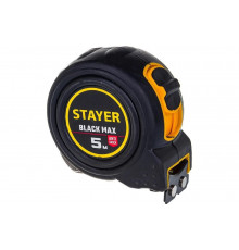 Рулетка Stayer BlackMax 5м / 25мм в ударостойком полностью обрезиненном корпусе и двумя фиксаторами 3410-05-25_z02