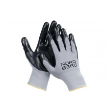 Полиэфирные перчатки NORDBERG 15 класс, серая основа/черное покрытие NPG1508GB
