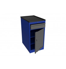 Тумба Верстакофф PROFFI Т1 RAL5005 1 дверца RAL7024 и 1 выдвижной ящик RAL7024,центральный замок