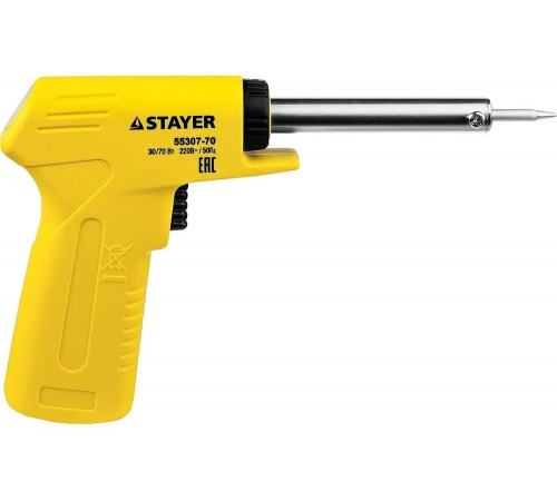 STAYER 30/70 Вт, 220 В, конус, двухкомпонентная рукоятка, электропаяльник Maxterm 55307-70 Master